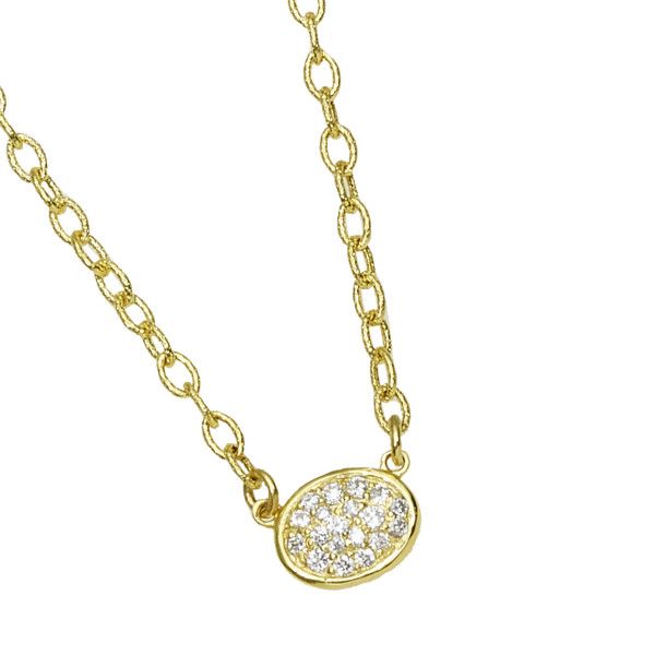 Small Oval Pave Necklace with Diamonds Peran & Scannell Jewelers Houston, TX
