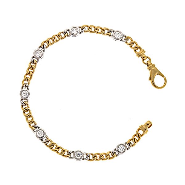 7.5" 18KT Solid Yellow Gold Flat Link Bracelet  Peran & Scannell Jewelers Houston, TX