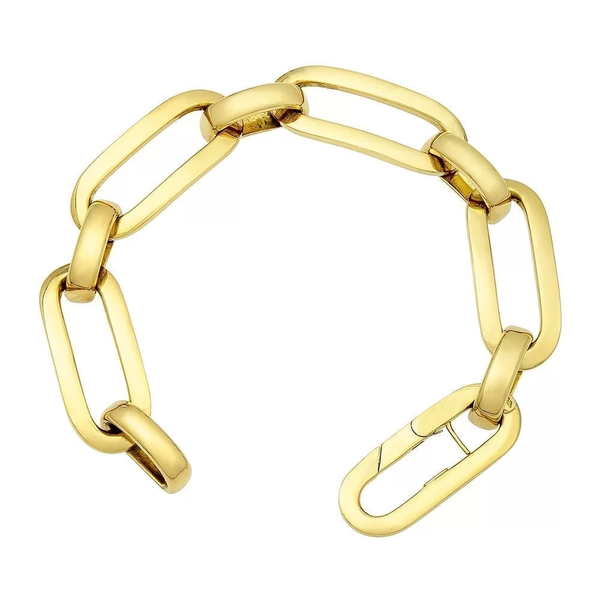7.5" 18KT Yellow Gold Mixed Links Bracelet 13.7mm Peran & Scannell Jewelers Houston, TX