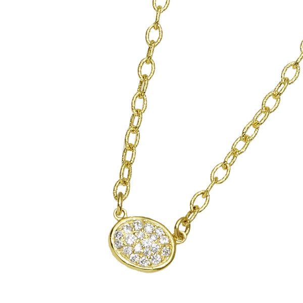 Small Oval Pave Necklace with Diamonds Image 2 Peran & Scannell Jewelers Houston, TX