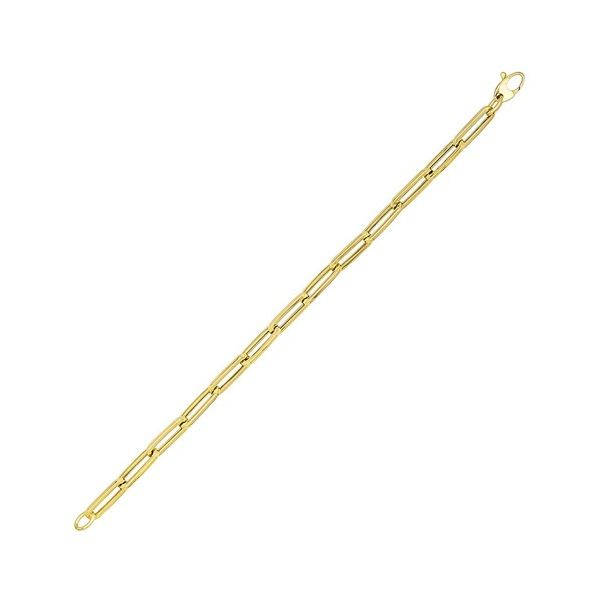 18K 5.3mm Yellow Gold Solid Paperclip Link Bracelet 7.5" Peran & Scannell Jewelers Houston, TX