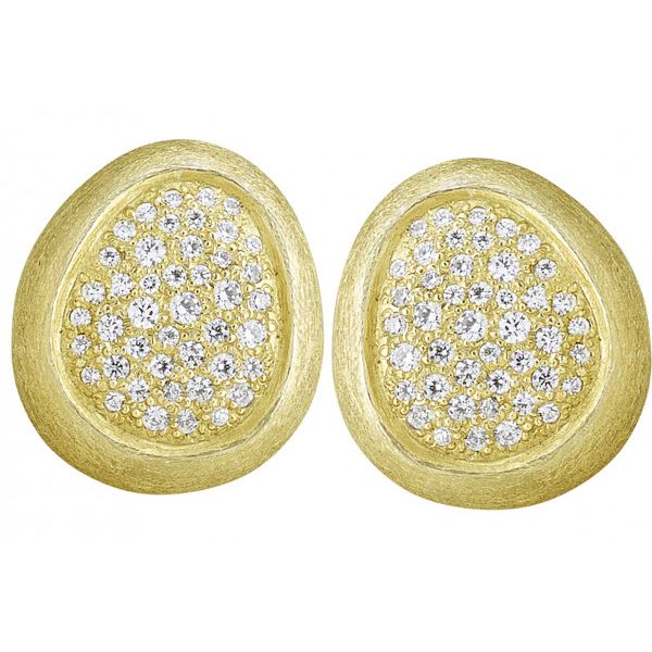 Florentine Textured Earring with 1.40ctw. Diamonds Image 2 Peran & Scannell Jewelers Houston, TX