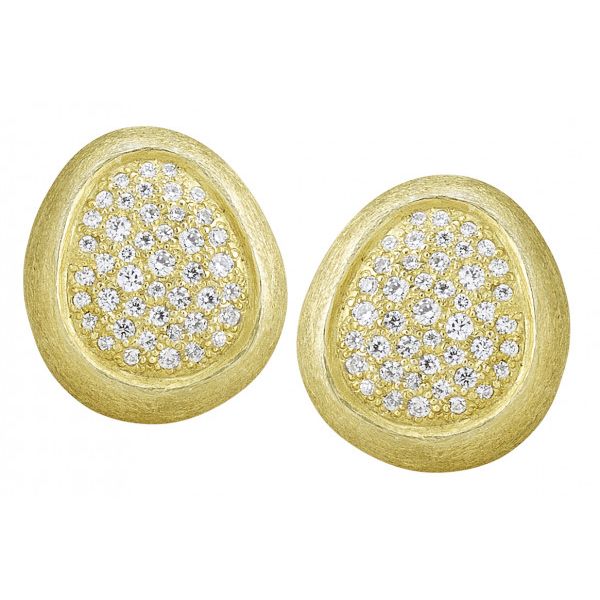 Florentine Textured Earring with 1.40ctw. Diamonds Peran & Scannell Jewelers Houston, TX