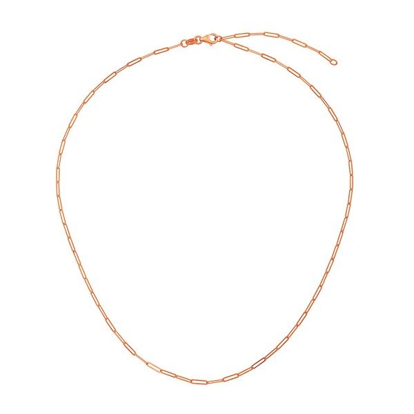 14K Rose Gold 1.7mm Small Paperclip 16in + 2in Chain Peran & Scannell Jewelers Houston, TX
