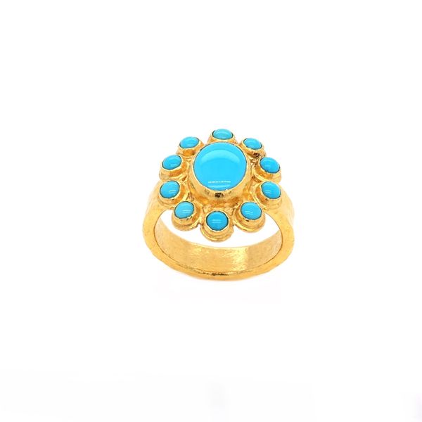 Sleeping Beauty Turquoise Flower Ring Peran & Scannell Jewelers Houston, TX