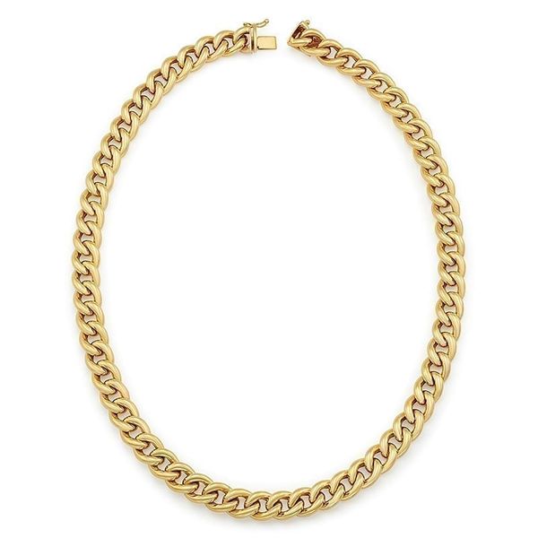 18" 14KT Yellow Gold Hollow Curb Necklace 10mm Peran & Scannell Jewelers Houston, TX