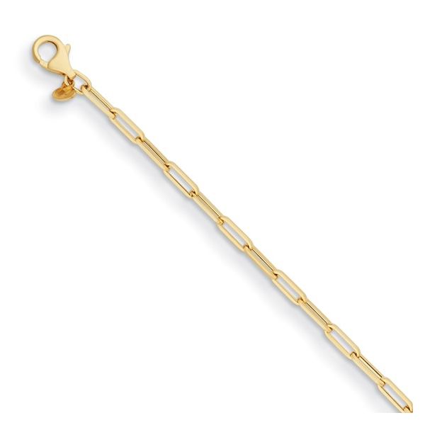 14K Yellow Gold Solid Paperclip Chain Bracelet 8" Peran & Scannell Jewelers Houston, TX
