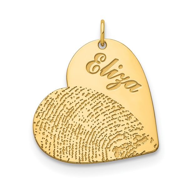 10k Yellow Gold Name and Fingerprint Heart Charm similar item image