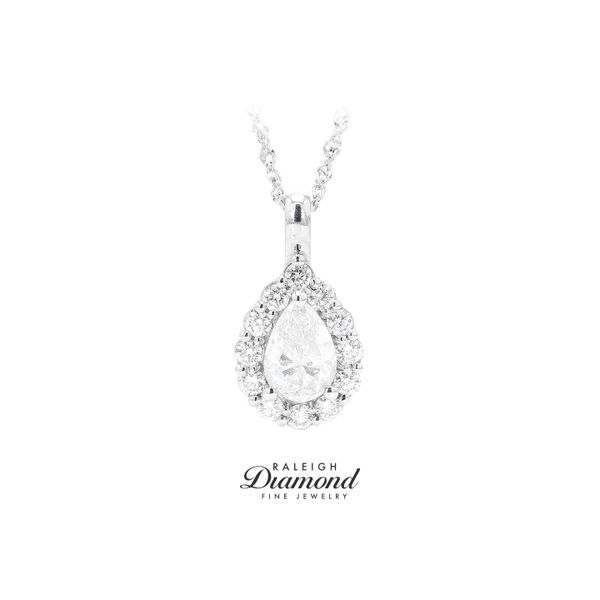 14K White Gold 1.63ctw Pear Diamond Necklace Raleigh Diamond Fine Jewelry Raleigh, NC