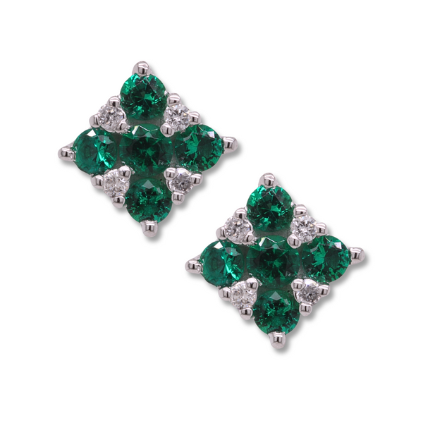 Emerald And Diamond Stud Earrings Rasmussen Diamonds Mount Pleasant, WI