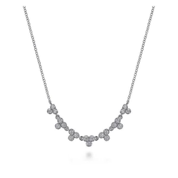 14K White Gold Diamond Droplet Link Necklace Roberts Jewelers Jackson, TN