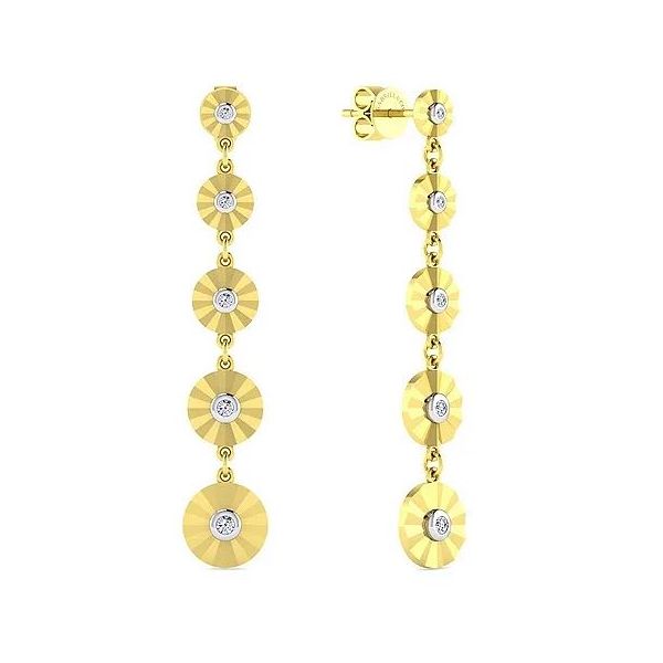 Diamond Cut - 14K White-Yellow Gold Diamond Station Drop Earrings Roberts Jewelers Jackson, TN