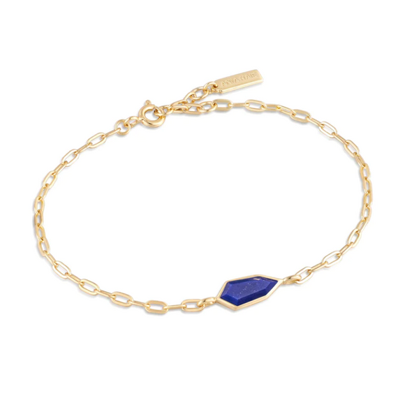 Gold Lapis Emblem Chain Bracelet Roberts Jewelers Jackson, TN