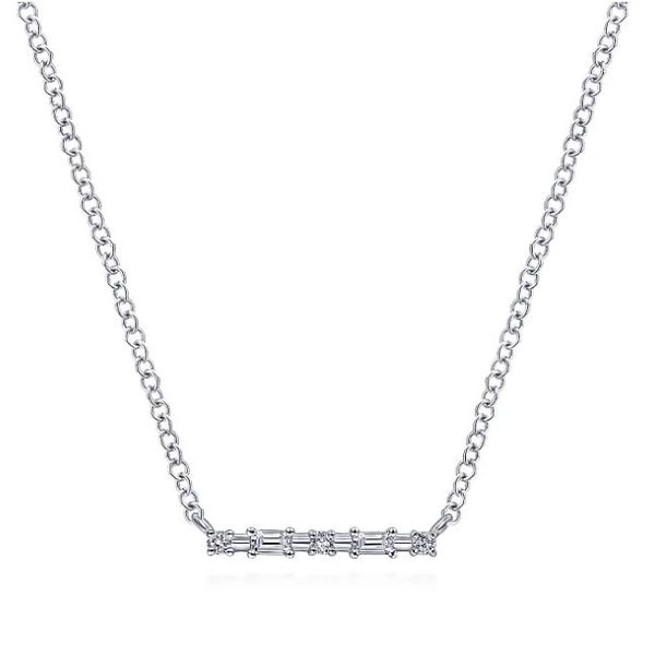 14K White Gold Diamond Bar Necklace Roberts Jewelers Jackson, TN