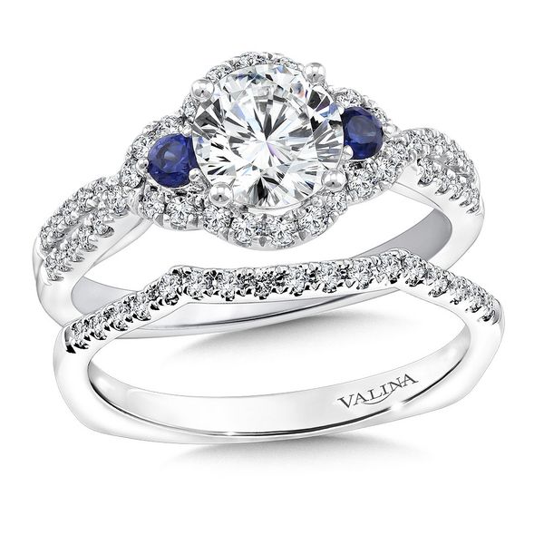 DIAMOND AND BLUE SAPPHIRE HALO ENGAGEMENT RING Image 3 Sanders Jewelers Gainesville, FL