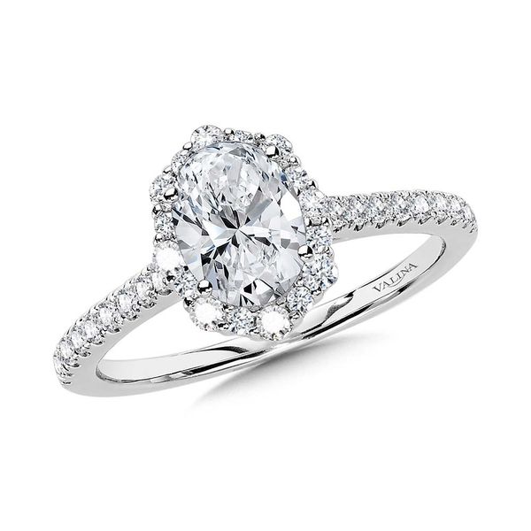 OVAL-CUT STRAIGHT BLOOMING HALO DIAMOND ENGAGEMENT RING Sanders Jewelers Gainesville, FL