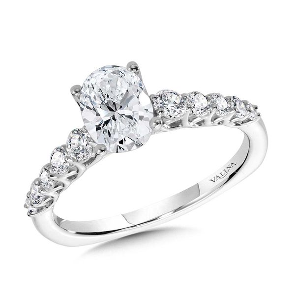OVAL-CUT GRADUATING TRELLIS-SET & HIDDEN HALO DIAMOND ENGAGEMENT RING Sanders Jewelers Gainesville, FL