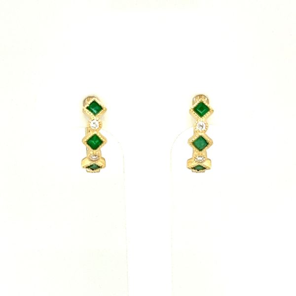 Emerald & Diamond Hoops Sanders Jewelers Gainesville, FL
