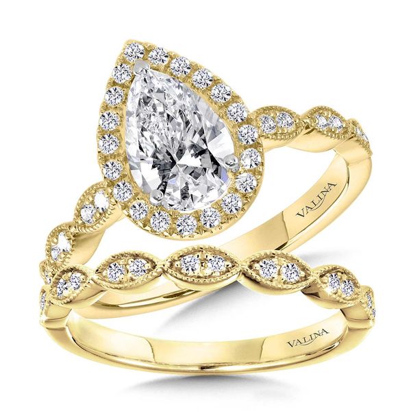 SCALLOPED & MILGRAIN-BEADED PEAR-SHAPED HALO ENGAGEMENT RING Image 3 Sanders Jewelers Gainesville, FL