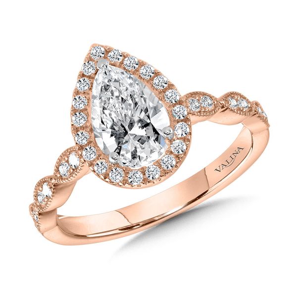 SCALLOPED & MILGRAIN-BEADED PEAR-SHAPED HALO ENGAGEMENT RING Image 4 Sanders Jewelers Gainesville, FL