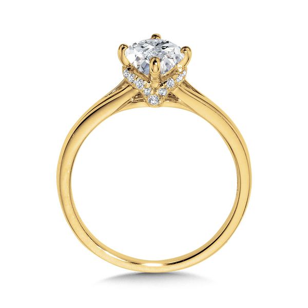 OVAL-CUT HIDDEN HALO & SPLIT SHANK DIAMOND ENGAGEMENT RING W/ COMPASS PRONGS Image 2 Sanders Jewelers Gainesville, FL