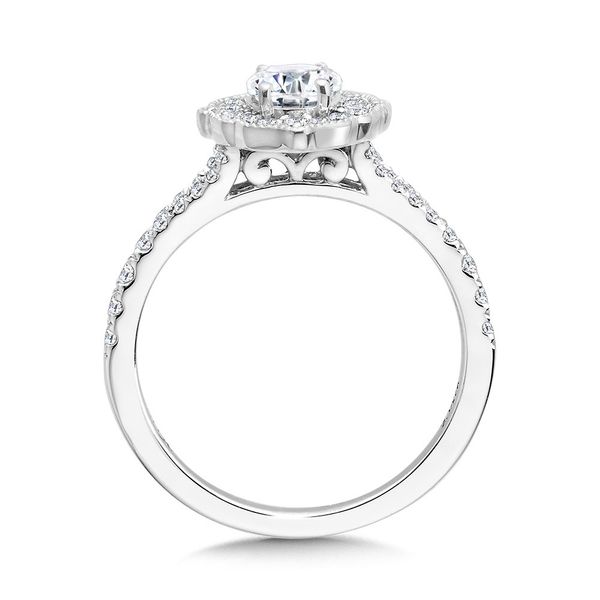 OVAL-CUT DIAMOND & VINTAGE MILGRAIN-BEADED HALO, SPLIT SHANK ENGAGEMENT RING Image 2 Sanders Jewelers Gainesville, FL