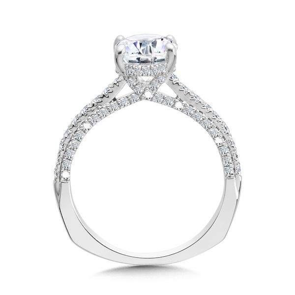 STRAIGHT OVAL-CUT HIDDEN HALO ENGAGEMENT RING W/ DIAMOND ARCH UNDERGALLERY Image 2 Sanders Jewelers Gainesville, FL