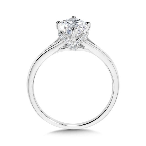 OVAL-CUT HIDDEN HALO & SPLIT SHANK DIAMOND ENGAGEMENT RING W/ COMPASS PRONGS Image 4 Sanders Jewelers Gainesville, FL