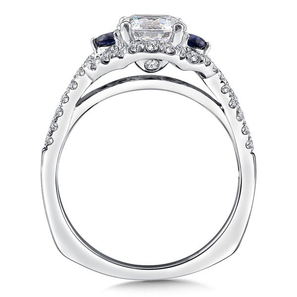 DIAMOND AND BLUE SAPPHIRE HALO ENGAGEMENT RING Image 2 Sanders Jewelers Gainesville, FL