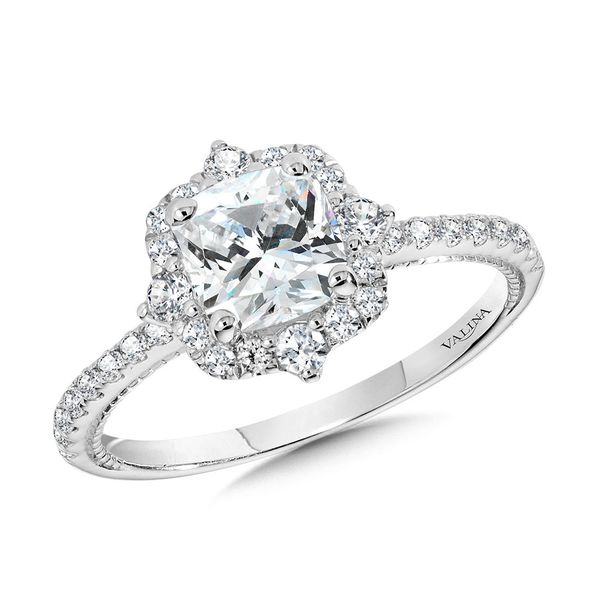 CUSHION-CUT COMPASS-INSPIRED HALO & MILGRAIN-BEADED DIAMOND ENGAGEMENT RING Sanders Jewelers Gainesville, FL