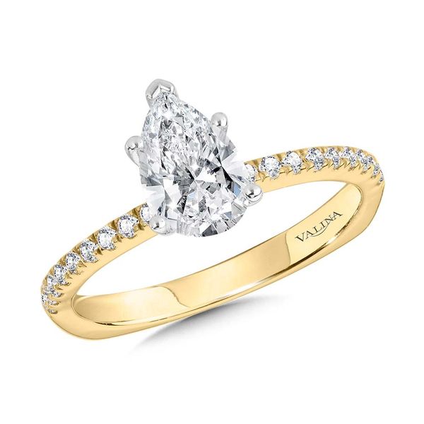 STRAIGHT PEAR-CUT DIAMOND HIDDEN HALO ENGAGEMENT RING Sanders Jewelers Gainesville, FL