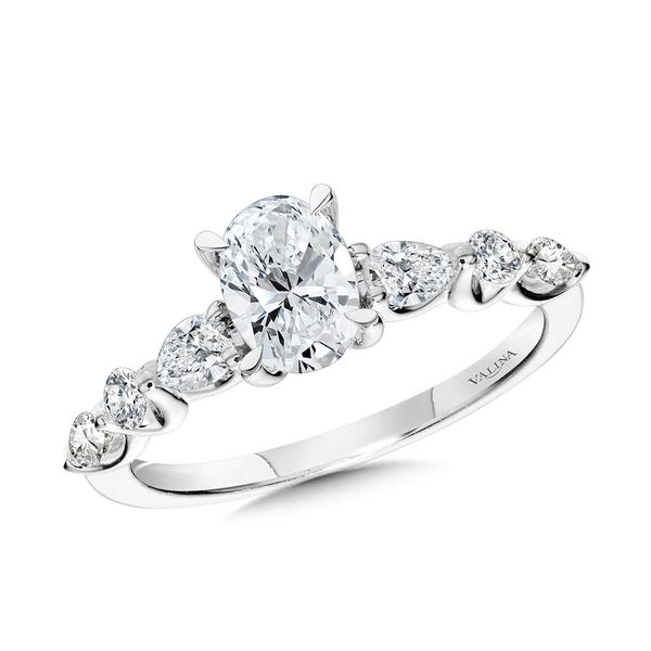 OVAL-CUT HIDDEN HALO STACKABLE DIAMOND ENGAGEMENT RING W/ TRELLIS SHANK SETTING Sanders Jewelers Gainesville, FL