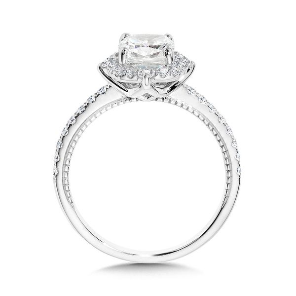 CUSHION-CUT COMPASS-INSPIRED HALO & MILGRAIN-BEADED DIAMOND ENGAGEMENT RING Image 2 Sanders Jewelers Gainesville, FL