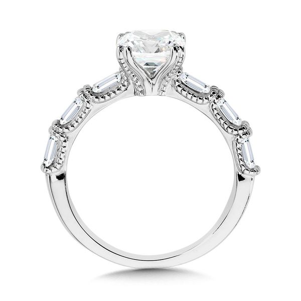 CUSHION-CUT, DOUBLE PRONG, MILGRAIN-BEADED, STRAIGHT BAGUETTE DIAMOND ENGAGEMENT RING Image 2 Sanders Jewelers Gainesville, FL