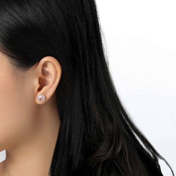 Rose-Cut Halo Stud Earrings Image 2 Score's Jewelers Anderson, SC