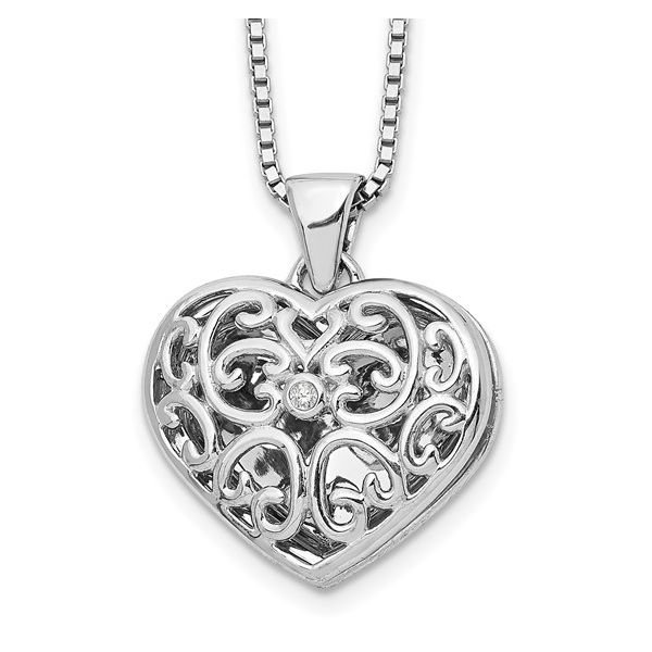 Diamond Filigree Heart Locket Necklace Score's Jewelers Anderson, SC