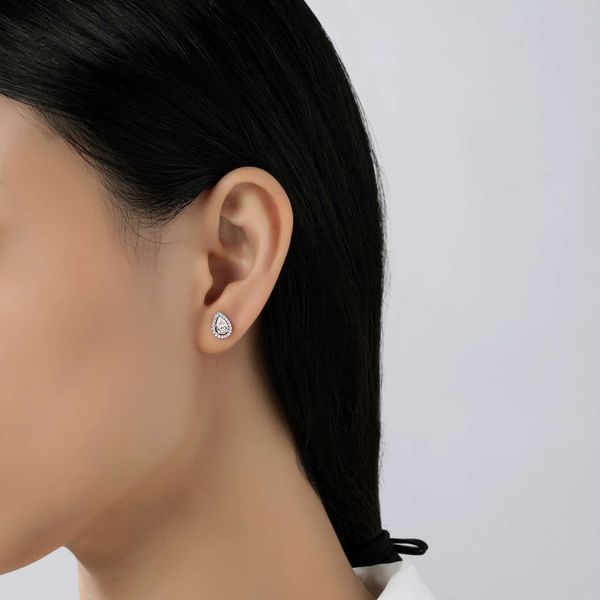Pear Shaped Halo Stud Earrings Image 2 Score's Jewelers Anderson, SC