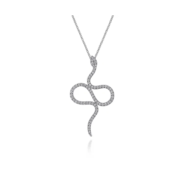 Gabriel & Co. 14K White Gold Diamond Snake Pendant Necklace Shannon Jewelers Spring, TX