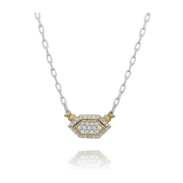 Vahan 14K Yellow Gold and Sterling Silver Geometric Diamond Pendant Necklace Shannon Jewelers Spring, TX