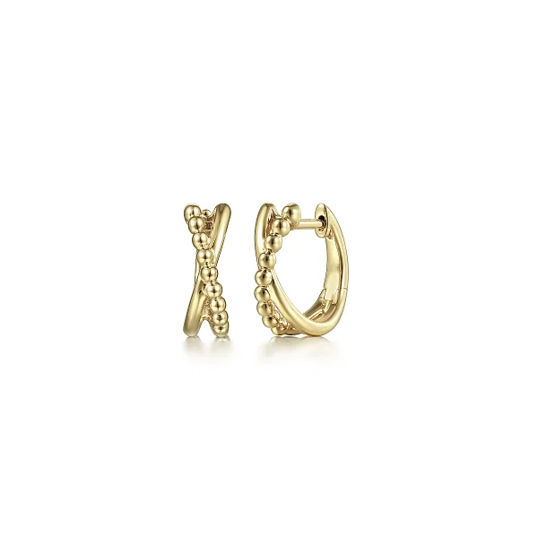 14K Yellow Gold Bujukan Twisted Huggie Earrings Shannon Jewelers Spring, TX