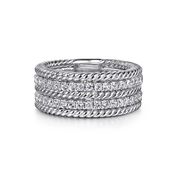 Gabriel & Co. 925 Sterling Silver White Sapphire Hampton Easy Stacklable Band  Shannon Jewelers Spring, TX