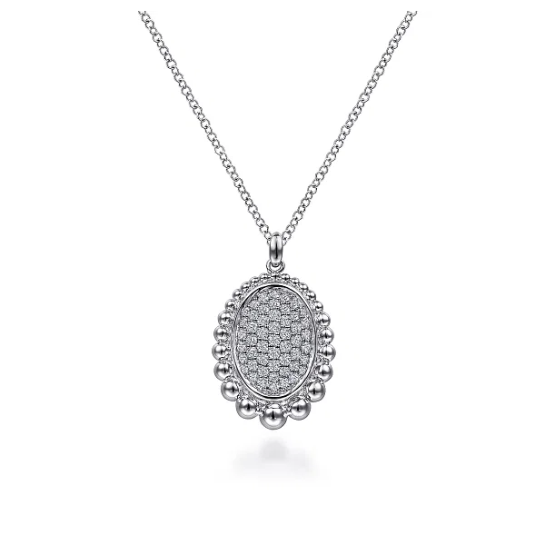 Gabriel & Co. 925 Sterling Silver Bujukan White Sapphire Pave Pendant Necklace Shannon Jewelers Spring, TX