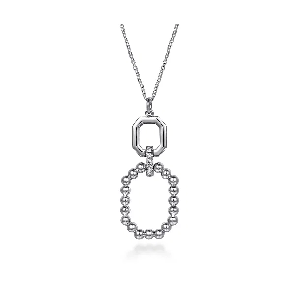 Gabriel & Co. 925 Sterling Silver Octagon White Sapphire Bujukan Drop Pendant Necklace Shannon Jewelers Spring, TX