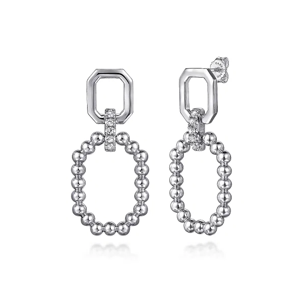 Gabriel & Co. 925 Sterling Silver Octagon White Sapphire Bujukan Stud Drop Earrings Shannon Jewelers Spring, TX