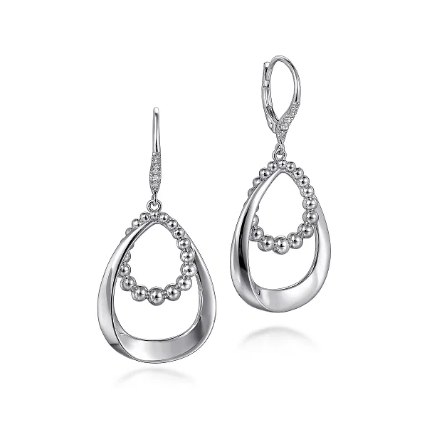 Gabriel & Co. 925 Sterling Silver White Sapphire Bujukan Drop Earrings Shannon Jewelers Spring, TX