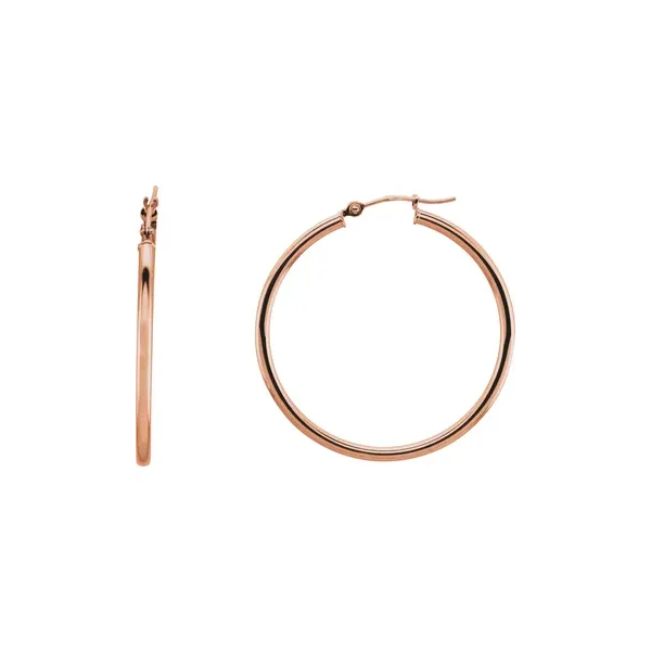 14K Rose Tube 34 mm Hoop Earrings Shannon Jewelers Spring, TX