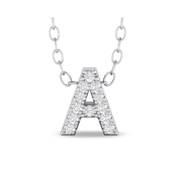 10K White Gold Diamond "A" Initial Pendant Necklace Shannon Jewelers Spring, TX