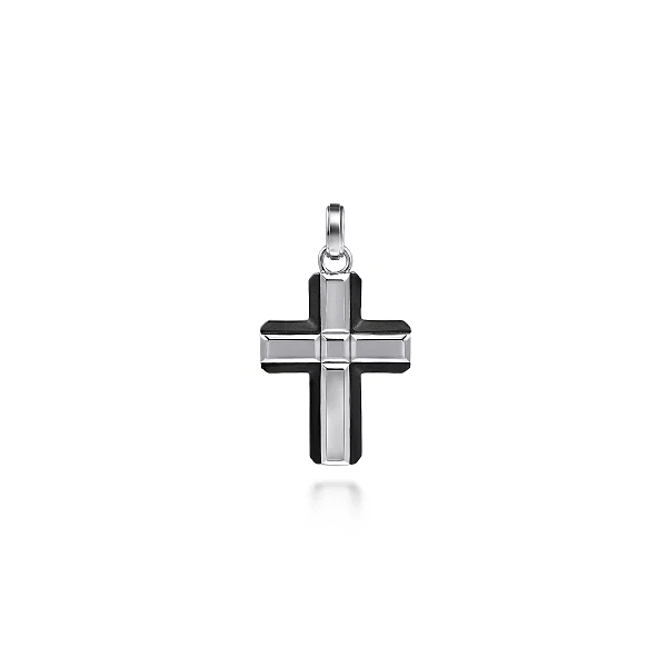 Gabriel & Co. Men's 925 Sterling Silver and Titanium Cross Pendant Shannon Jewelers Spring, TX