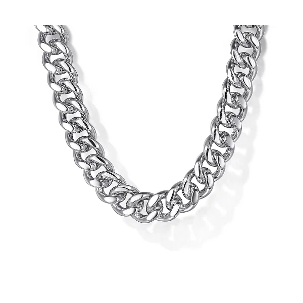 Gabriel & Co. 22 Inch 7mm 925 Sterling Silver Men's Link Chain with Diamond Cut Necklace Shannon Jewelers Spring, TX