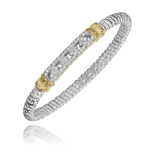 Vahan 14K Yellow Gold and Sterling Silver Interlocking Bar Bangle Bracelet Shannon Jewelers Spring, TX